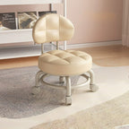 Lumendat Modern Minimalist Round Artificial Leather Wood Iron Chair Backrest Armless For Living Room Lumendat