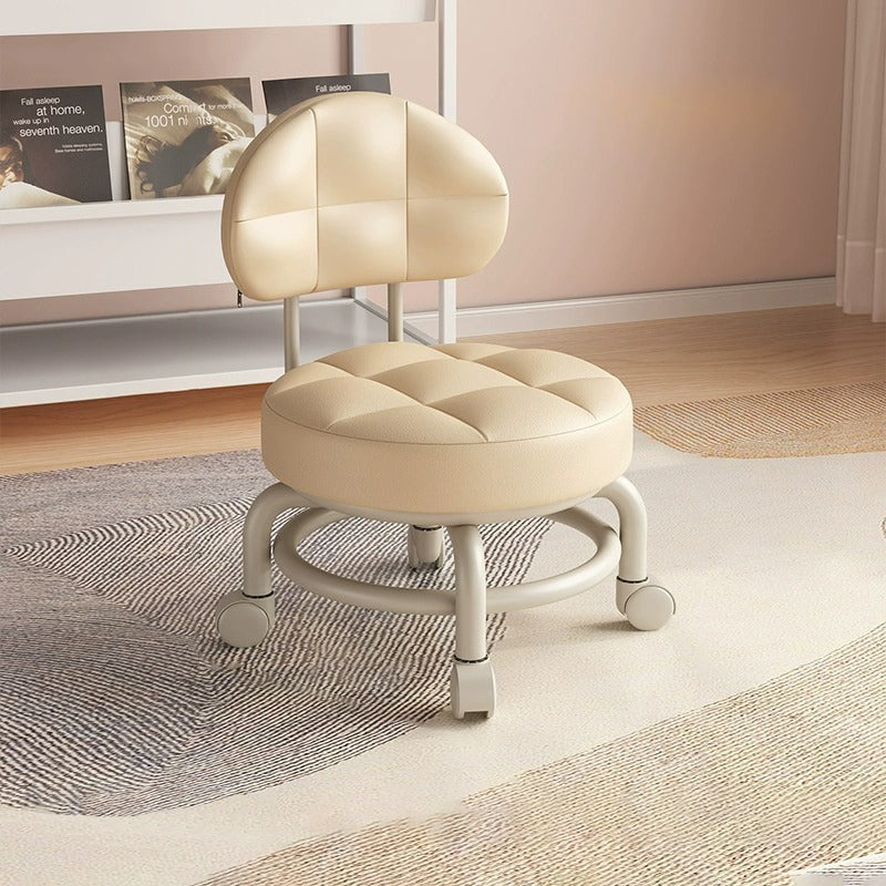 Lumendat Modern Minimalist Round Artificial Leather Wood Iron Chair Backrest Armless For Living Room Lumendat