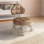 Lumendat Modern Minimalist Round Artificial Leather Wood Iron Chair Backrest Armless For Living Room Lumendat