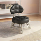Lumendat Modern Minimalist Round Artificial Leather Wood Iron Chair Backrest Armless For Living Room Lumendat
