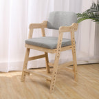 Lumendat Modern Minimalist Adjustable Solid Pine Wood Cotton Linen Foam Sponge Kids Chair For Bedroom Lumendat
