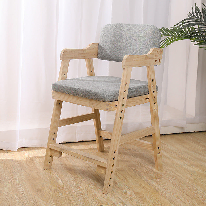 Lumendat Modern Minimalist Adjustable Solid Pine Wood Cotton Linen Foam Sponge Kids Chair For Bedroom Lumendat