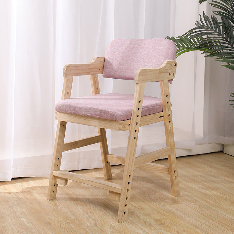 Lumendat Modern Minimalist Adjustable Solid Pine Wood Cotton Linen Foam Sponge Kids Chair For Bedroom Lumendat
