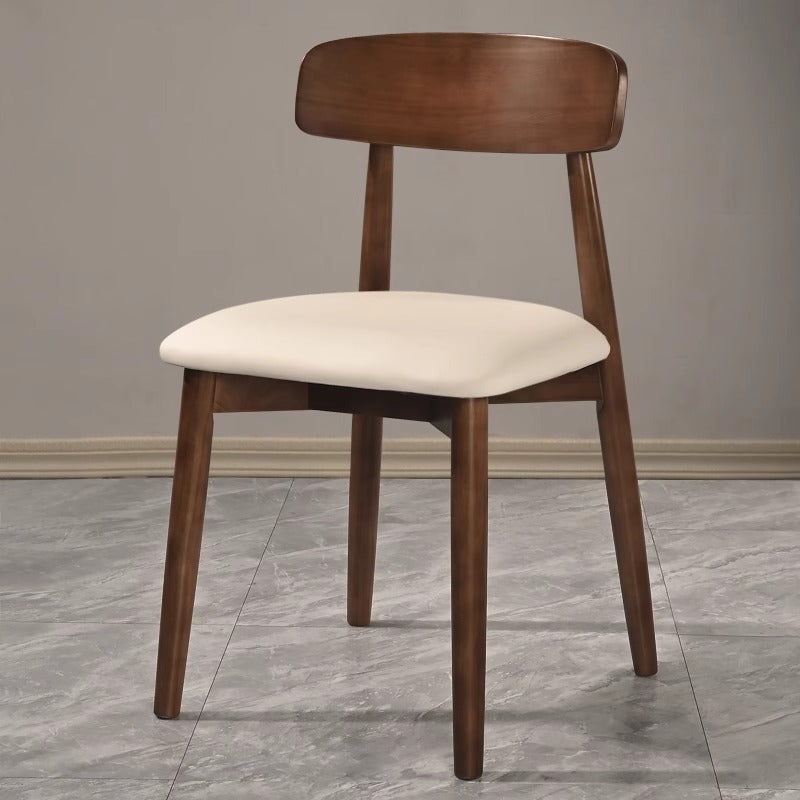 Traditional Vintage Square Rubberwood Solid Wood PU Leather Foam Sponge Armless Dining Chair For Dining Room