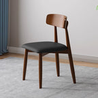 Traditional Vintage Square Rubberwood Solid Wood PU Leather Foam Sponge Armless Dining Chair For Dining Room DFM-F