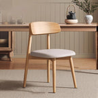Traditional Vintage Square Rubberwood Solid Wood PU Leather Foam Sponge Armless Dining Chair For Dining Room DFM-F