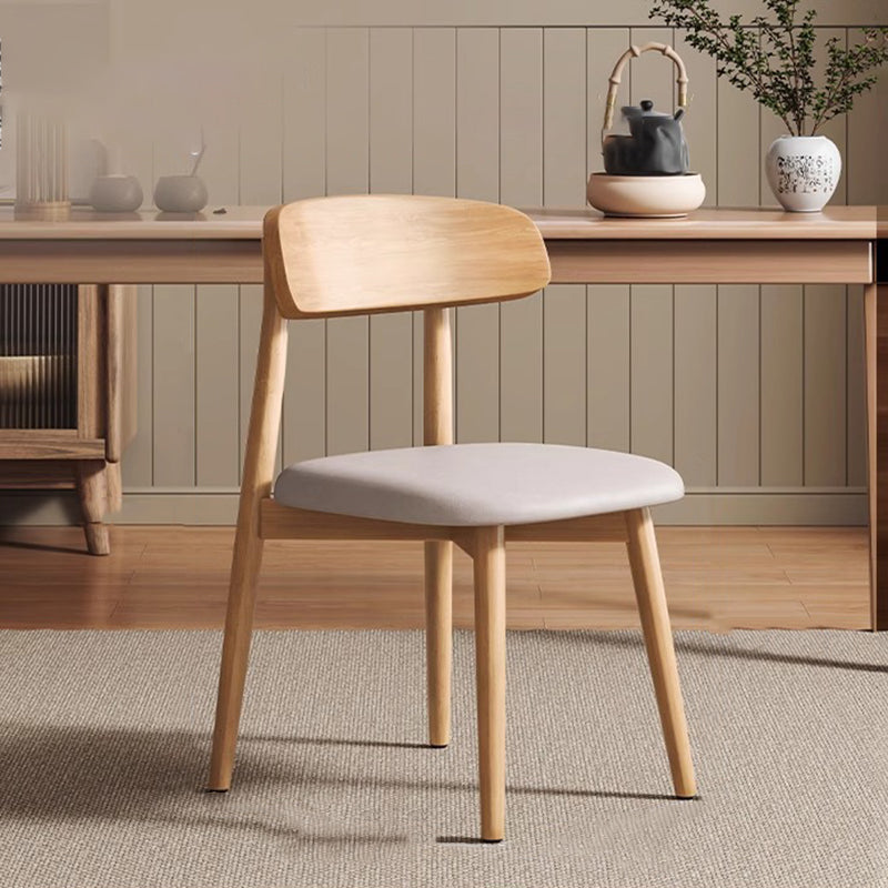 Traditional Vintage Square Rubberwood Solid Wood PU Leather Foam Sponge Armless Dining Chair For Dining Room DFM-F
