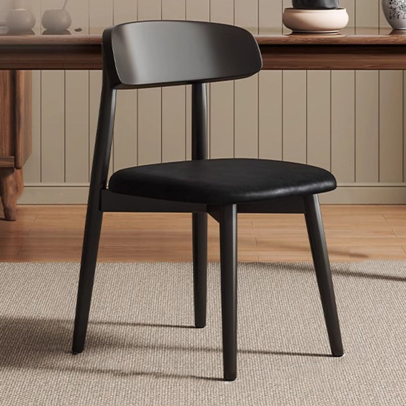 Traditional Vintage Square Rubberwood Solid Wood PU Leather Foam Sponge Armless Dining Chair For Dining Room