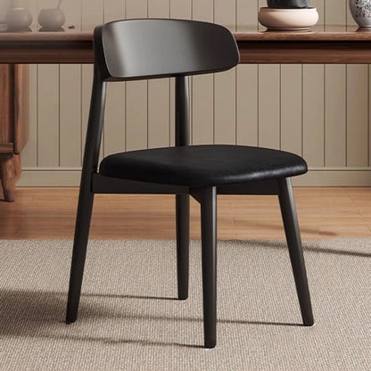 Traditional Vintage Square Rubberwood Solid Wood PU Leather Foam Sponge Armless Dining Chair For Dining Room