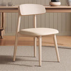 Traditional Vintage Square Rubberwood Solid Wood PU Leather Foam Sponge Armless Dining Chair For Dining Room DFM-F
