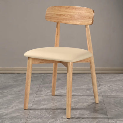 Traditional Vintage Square Rubberwood Solid Wood PU Leather Foam Sponge Armless Dining Chair For Dining Room