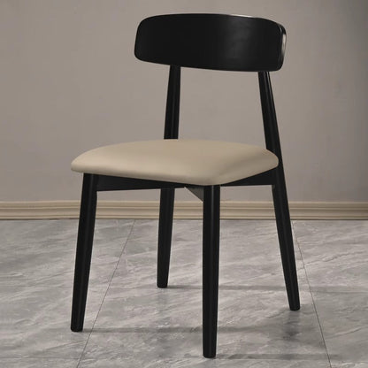 Traditional Vintage Square Rubberwood Solid Wood PU Leather Foam Sponge Armless Dining Chair For Dining Room