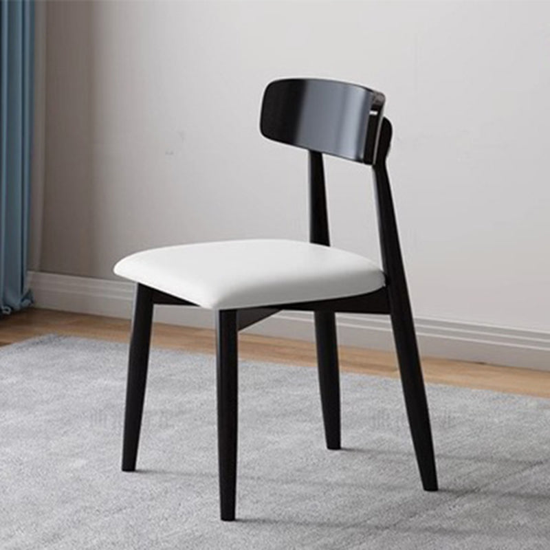Traditional Vintage Square Rubberwood Solid Wood PU Leather Foam Sponge Armless Dining Chair For Dining Room DFM-F