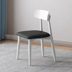 Traditional Vintage Square Rubberwood Solid Wood PU Leather Foam Sponge Armless Dining Chair For Dining Room DFM-F