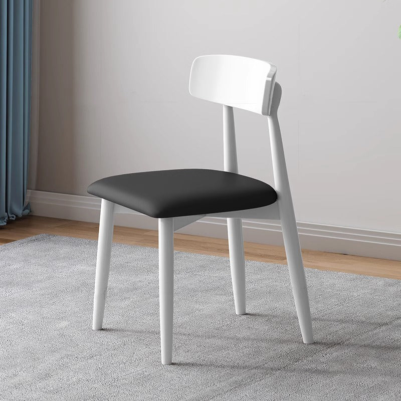 Traditional Vintage Square Rubberwood Solid Wood PU Leather Foam Sponge Armless Dining Chair For Dining Room DFM-F
