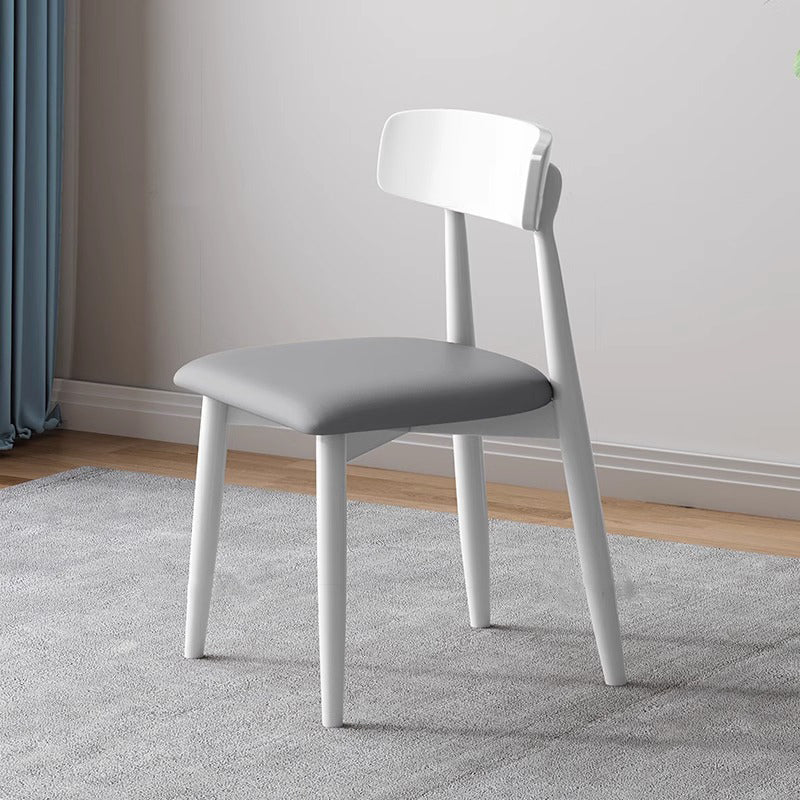 Traditional Vintage Square Rubberwood Solid Wood PU Leather Foam Sponge Armless Dining Chair For Dining Room DFM-F