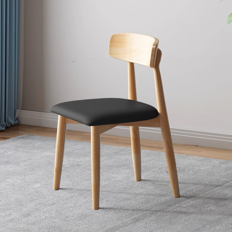 Traditional Vintage Square Rubberwood Solid Wood PU Leather Foam Sponge Armless Dining Chair For Dining Room