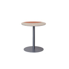 Round Two-Tone Faux Saddle Leather End Table - Minimalist Compact Side Table With Metal Base For Living Room Lumendat