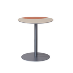 Round Two-Tone Faux Saddle Leather End Table - Minimalist Compact Side Table With Metal Base For Living Room Lumendat
