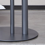 Round Two-Tone Faux Saddle Leather End Table - Minimalist Compact Side Table With Metal Base For Living Room Lumendat