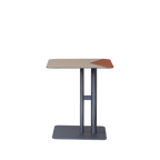 Square Dual-Tone Faux Saddle Leather End Table - Minimalist Asymmetrical Patchwork Detail Corner Table For Living Room Lumendat