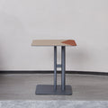 Square Dual-Tone Faux Saddle Leather End Table - Minimalist Asymmetrical Patchwork Detail Corner Table For Living Room Lumendat