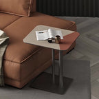 Square Dual-Tone Faux Saddle Leather End Table - Minimalist Asymmetrical Patchwork Detail Corner Table For Living Room Lumendat