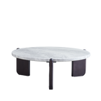 Round Faux Marble Solid Wood Coffee Table - Nordic Natural Texture Accent Table For Living Room Lumendat