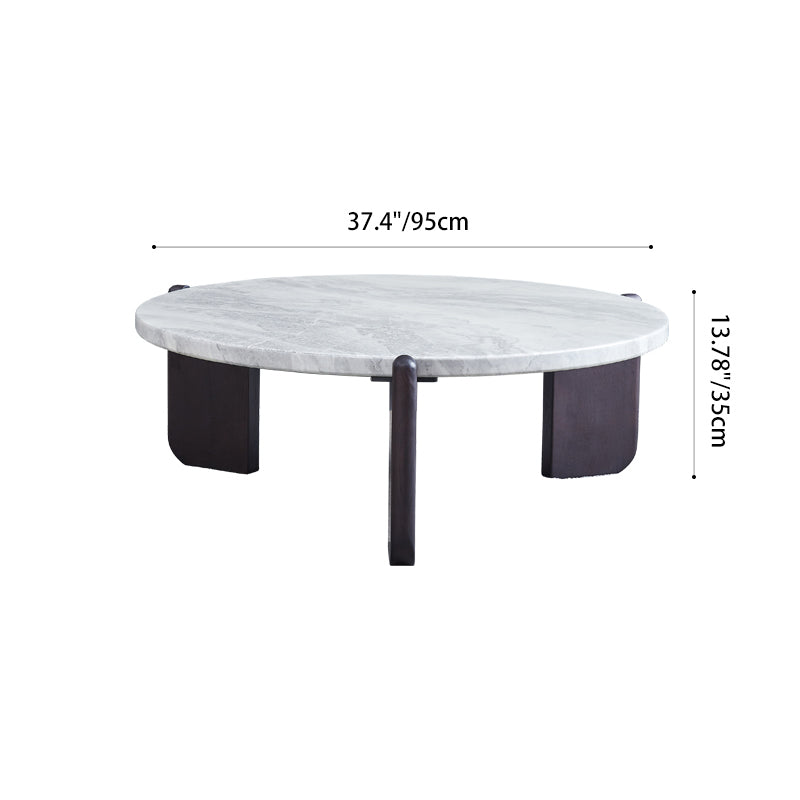 Round Faux Marble Solid Wood Coffee Table - Nordic Natural Texture Accent Table For Living Room Lumendat