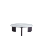Round Faux Marble Solid Wood Coffee Table - Nordic Natural Texture Accent Table For Living Room Lumendat