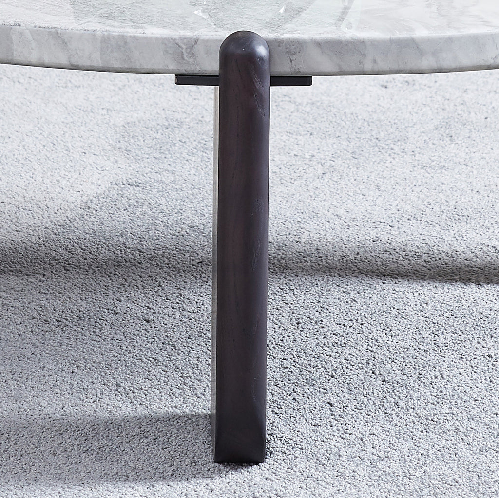 Round Faux Marble Solid Wood Coffee Table - Nordic Natural Texture Accent Table For Living Room Lumendat