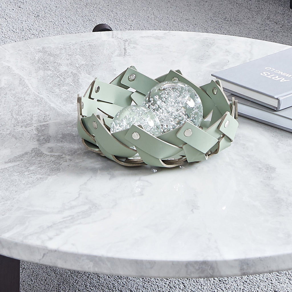 Round Faux Marble Solid Wood Coffee Table - Nordic Natural Texture Accent Table For Living Room Lumendat