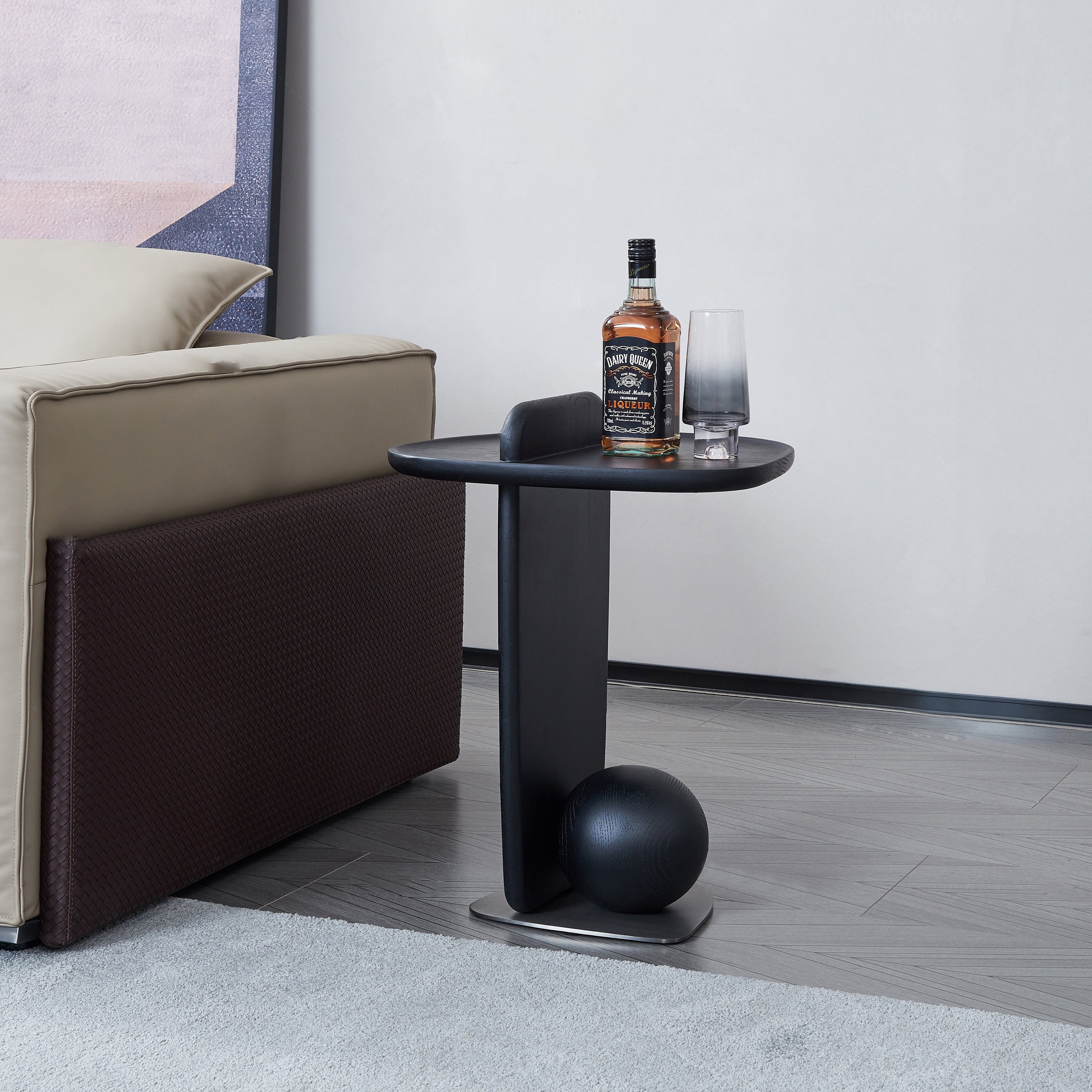 Sculptural Artistic Ball Solid Wood End Table - Art Deco Versatile Corner Table For Living Room Lumendat