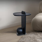 Sculptural Artistic Ball Solid Wood End Table - Art Deco Versatile Corner Table For Living Room Lumendat
