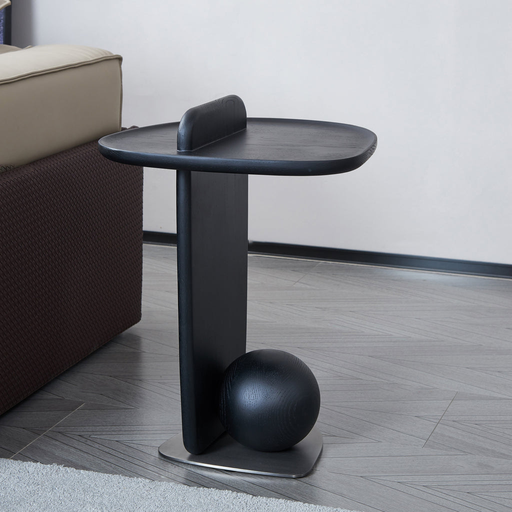 Sculptural Artistic Ball Solid Wood End Table - Art Deco Versatile Corner Table For Living Room Lumendat