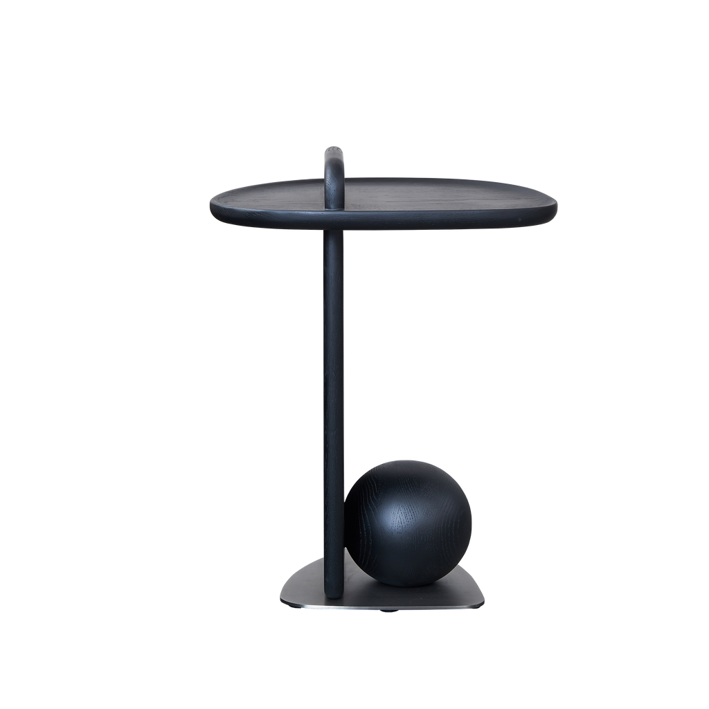 Sculptural Artistic Ball Solid Wood End Table - Art Deco Versatile Corner Table For Living Room Lumendat