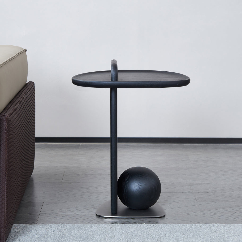 Sculptural Artistic Ball Solid Wood End Table - Art Deco Versatile Corner Table For Living Room Lumendat