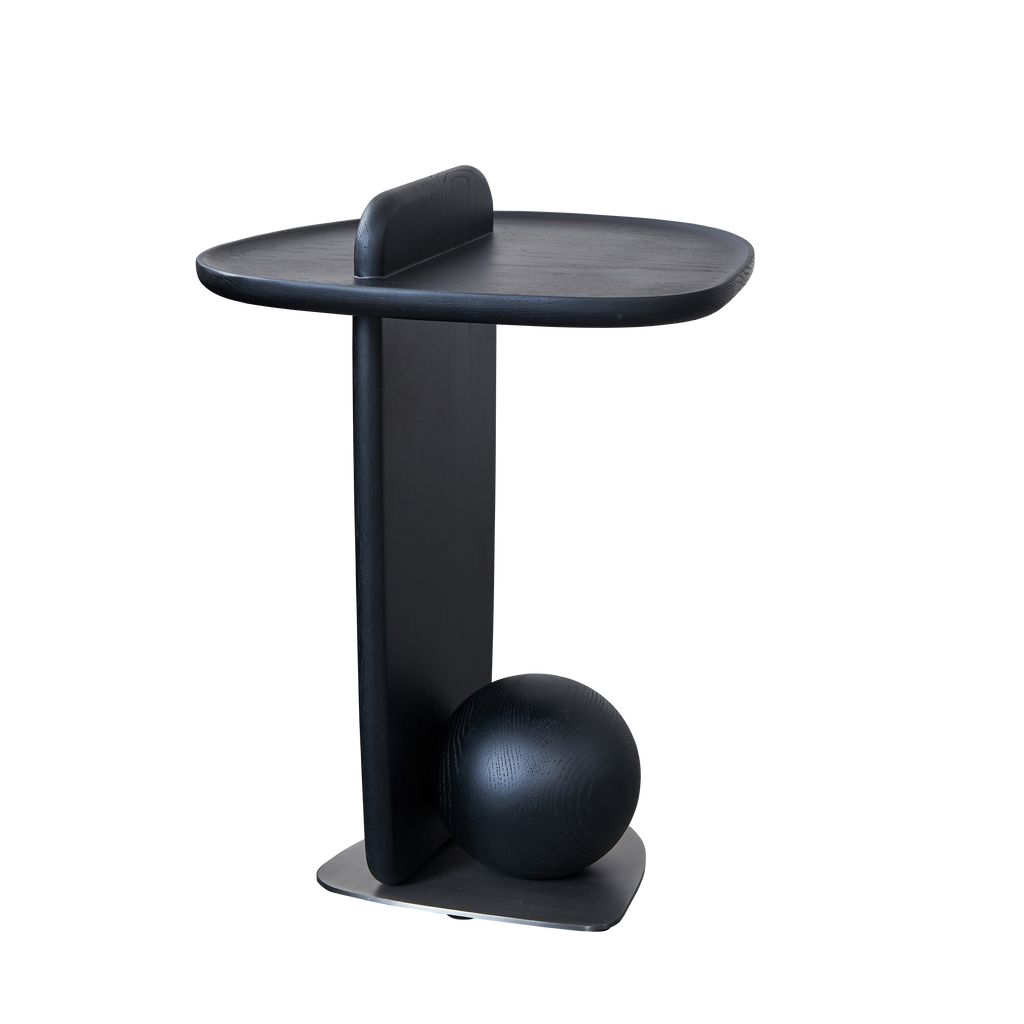 Sculptural Artistic Ball Solid Wood End Table - Art Deco Versatile Corner Table For Living Room Lumendat