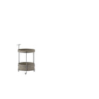 Rolling Round Faux Saddle Leather Acrylic Side Table - Vintage Dual-Layer Storage Trolley With Stainless Steel Frame For Living Room Lumendat