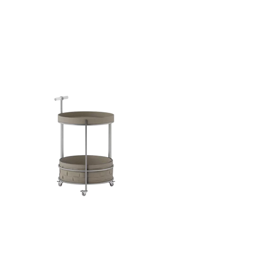 Rolling Round Faux Saddle Leather Acrylic Side Table - Vintage Dual-Layer Storage Trolley With Stainless Steel Frame For Living Room Lumendat