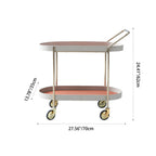 Mobile Oval Faux Saddle Leather Side Table With Gold Stainless Steel Frame -Creative Rolling Dual Tier Drink Trolley For Dining Room Lumendat
