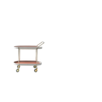 Mobile Oval Faux Saddle Leather Side Table With Gold Stainless Steel Frame -Creative Rolling Dual Tier Drink Trolley For Dining Room Lumendat