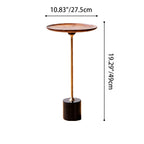Round Walnut Wood With Solid Steel Base End Table - Vintage Compact Functionality 1-Tray Side Table For Living Room Lumendat