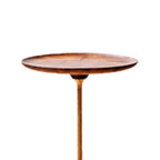 Round Walnut Wood With Solid Steel Base End Table - Vintage Compact Functionality 1-Tray Side Table For Living Room Lumendat