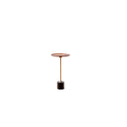 Round Walnut Wood With Solid Steel Base End Table - Vintage Compact Functionality 1-Tray Side Table For Living Room Lumendat