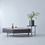 Geometric Natural Wood Travertine Carbon Steel Coffee Table - Nordic Stable Side Table For Living Room Lumendat