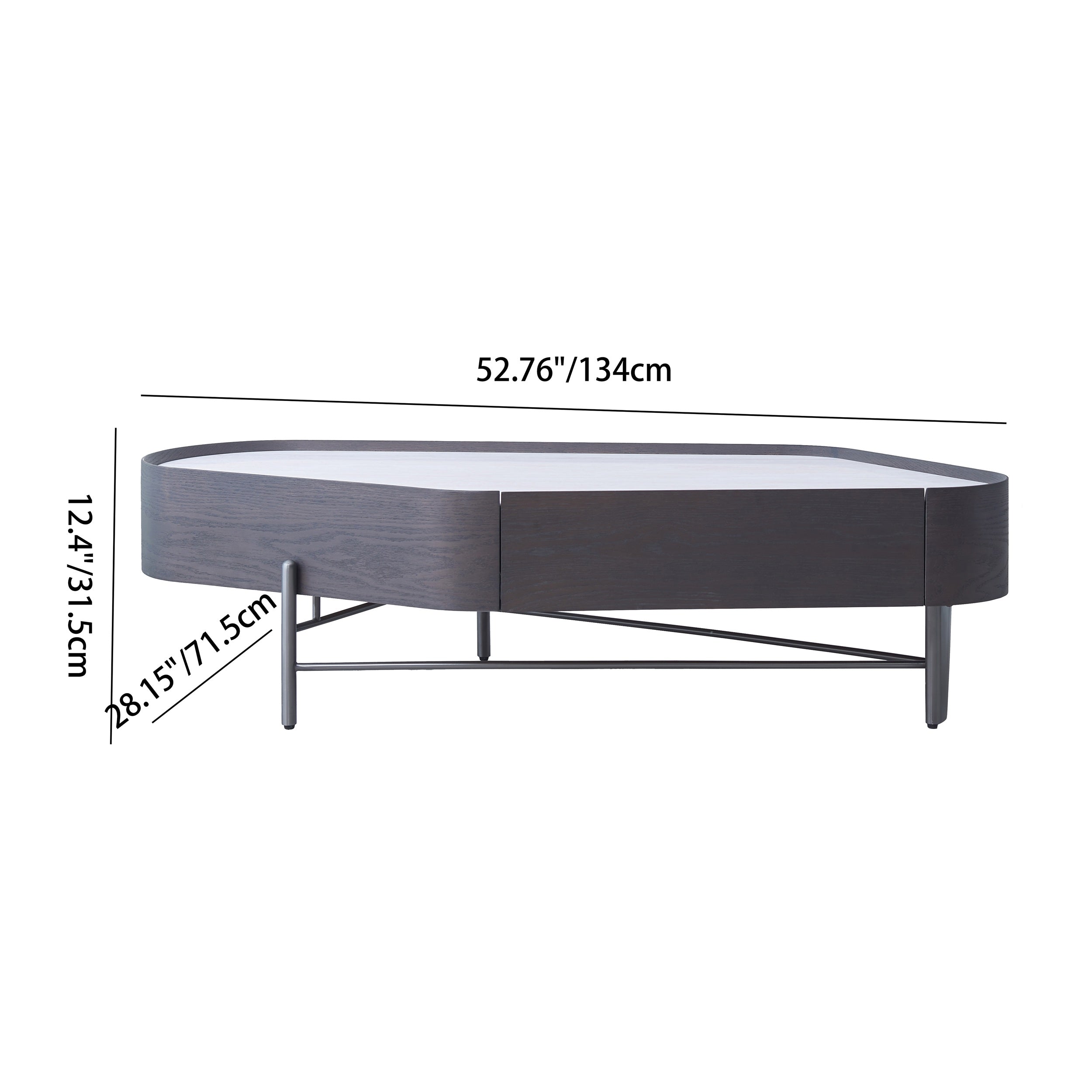 Geometric Natural Wood Travertine Carbon Steel Coffee Table - Nordic Stable Side Table For Living Room Lumendat