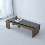 Rectangular Antique Brass Walnut Wood Coffee Table - Creative Sleek Silhouette End Table For Living Room Lumendat