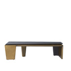 Rectangular Antique Brass Walnut Wood Coffee Table - Creative Sleek Silhouette End Table For Living Room Lumendat