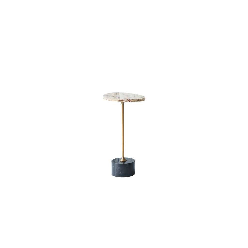 Asymmetrical Top Oval Marble End Table - Japanese Accent Table For Living Room Lumendat
